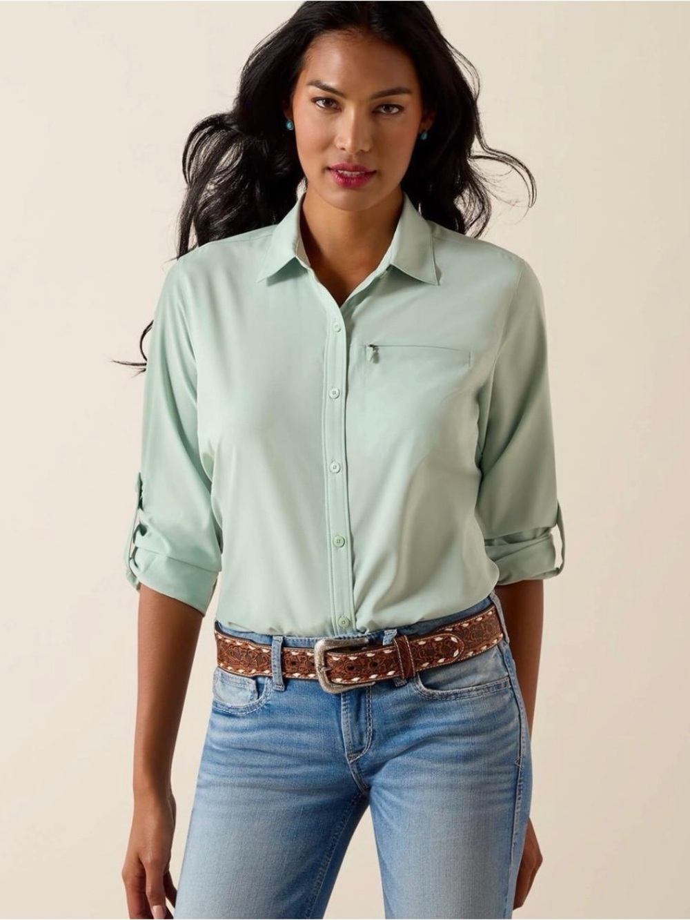 Ariat VentTEK Women’s XXL Long Sleeve UPF Fishing Shirt Silt Green NWT